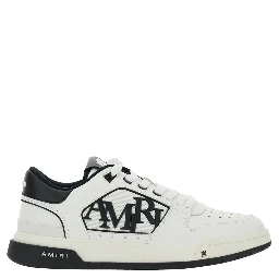 White Low Top Sneakers with Logo Patch on the Side and Contrasting Heel with Logo Lettering in Leather Man