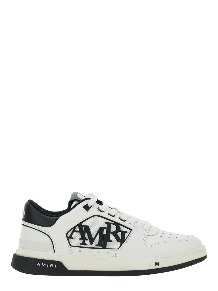 White Low Top Sneakers with Logo Patch on the Side and Contrasting Heel with Logo Lettering in Leather Man