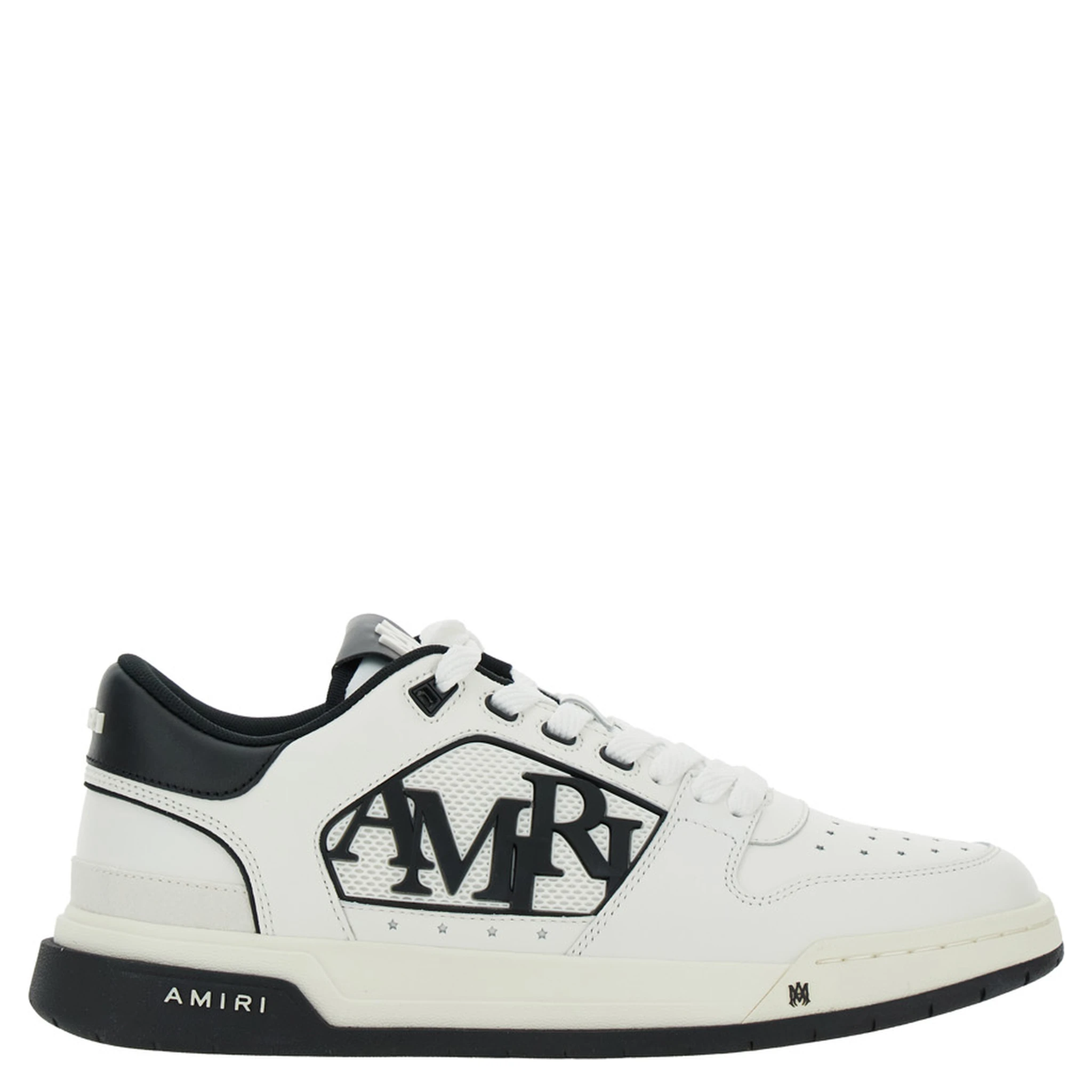 White Low Top Sneakers with Logo Patch on the Side and Contrasting Heel with Logo Lettering in Leather Man