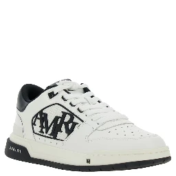 White Low Top Sneakers with Logo Patch on the Side and Contrasting Heel with Logo Lettering in Leather Man