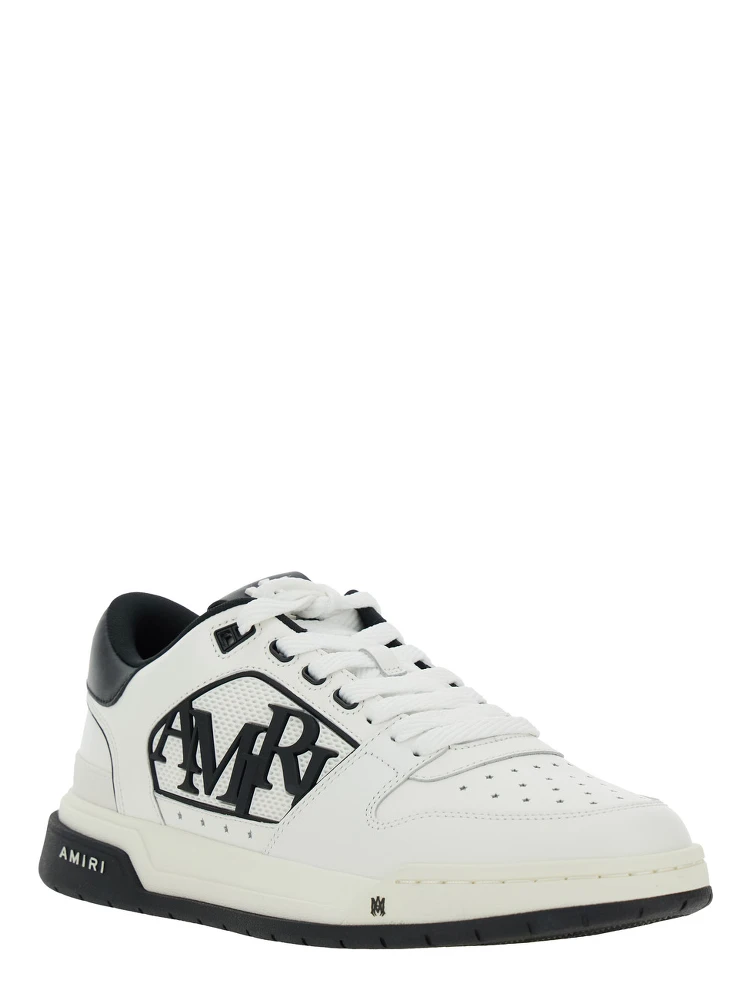 White Low Top Sneakers with Logo Patch on the Side and Contrasting Heel with Logo Lettering in Leather Man alternative