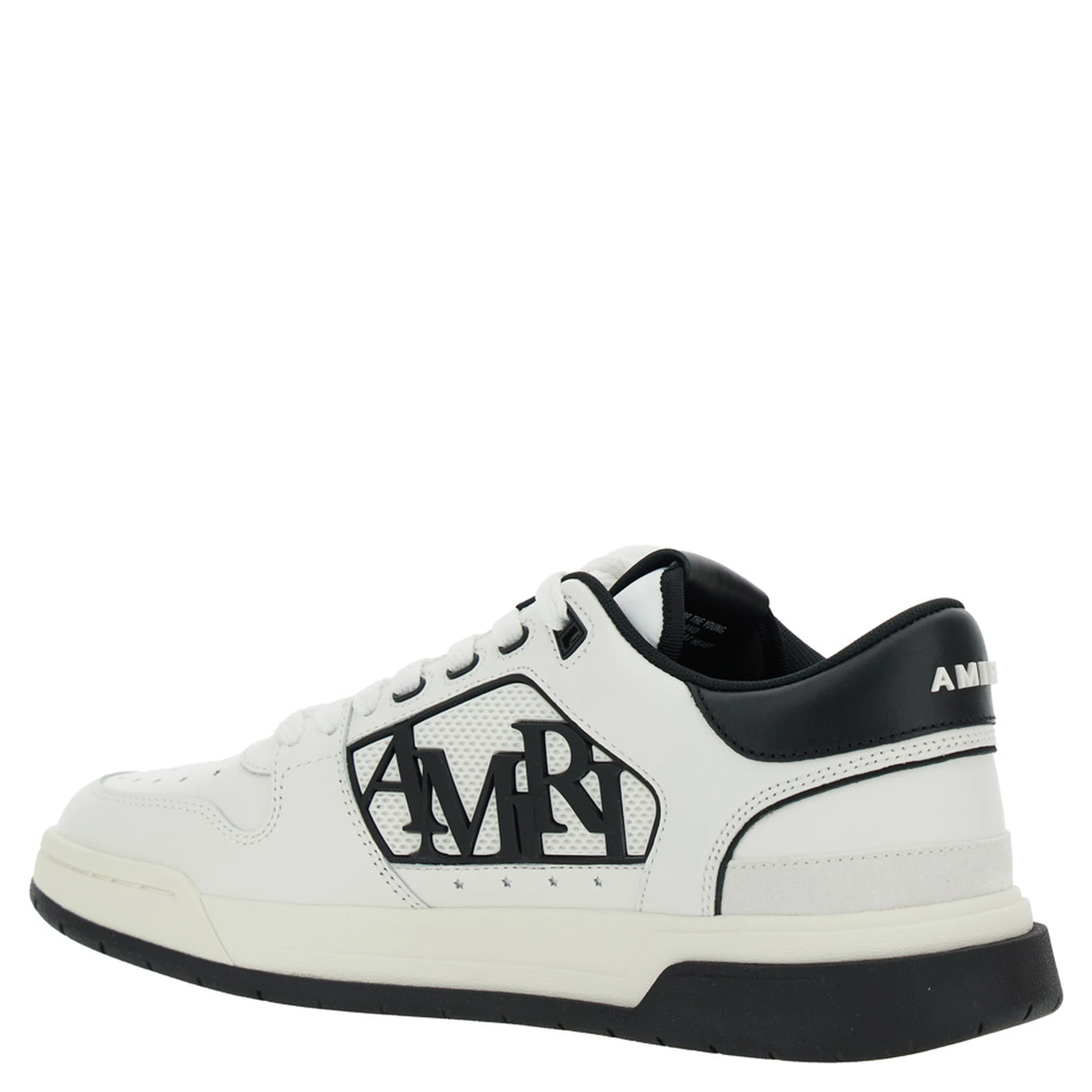 White Low Top Sneakers with Logo Patch on the Side and Contrasting Heel with Logo Lettering in Leather Man