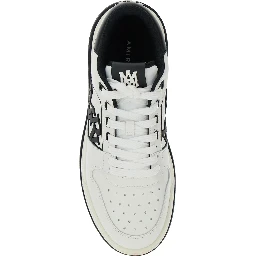 White Low Top Sneakers with Logo Patch on the Side and Contrasting Heel with Logo Lettering in Leather Man