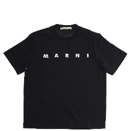 Black Crewneck T-Shirt with Logo Print in Cotton Girl