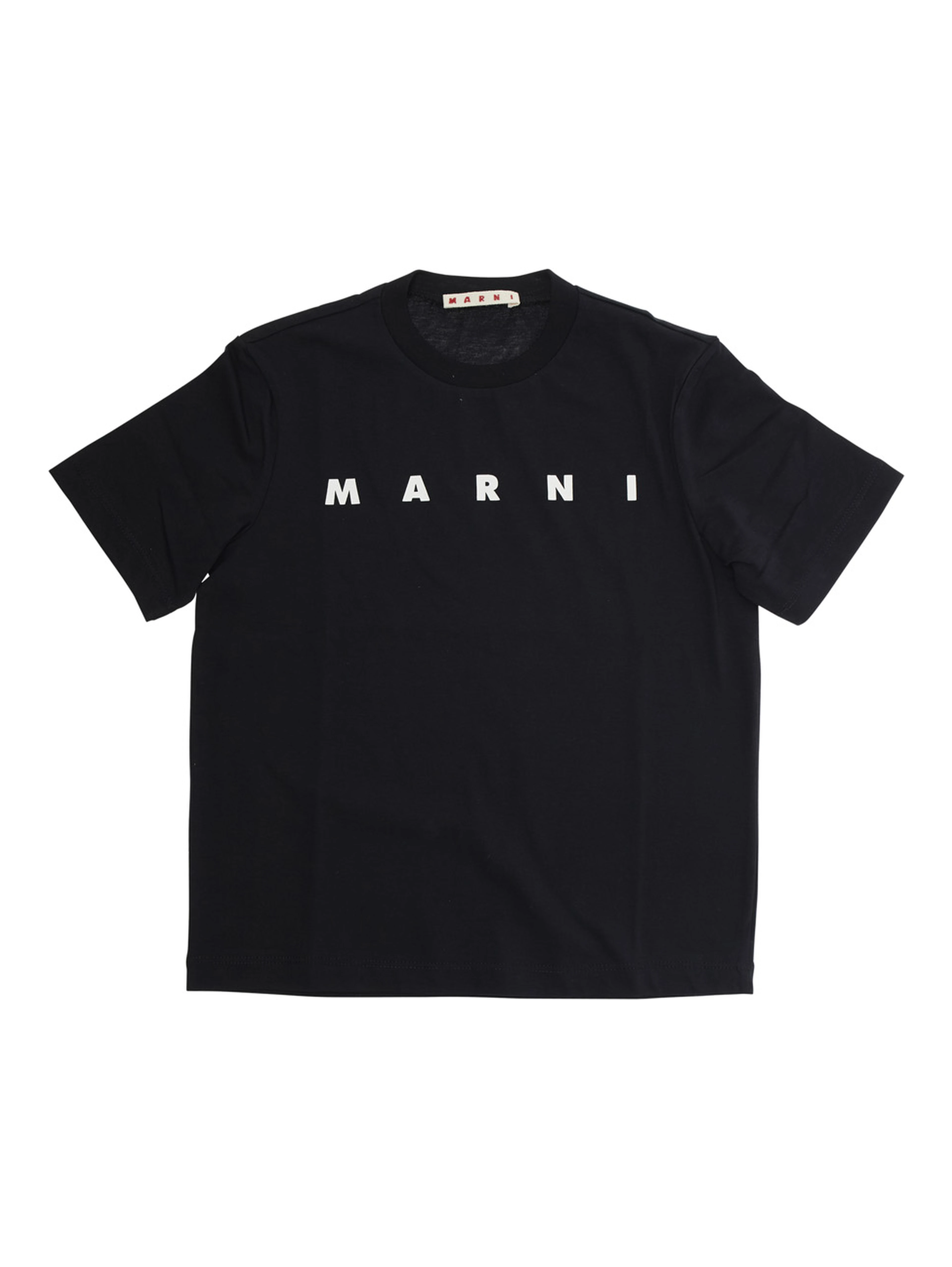 Black Crewneck T-Shirt with Logo Print in Cotton Girl