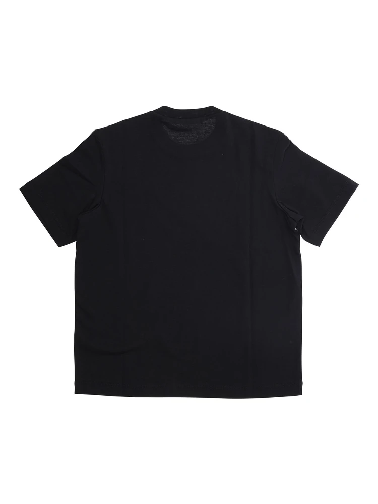 تيشيرت أسود برقبة دائرية مطبوع عليه شعار، مصنوع من القطن للبنات alternative