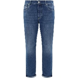 بنطلون جينز أزرق قطني بقصة مستقيمة