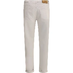 Beige Cotton Straight-Leg Jeans