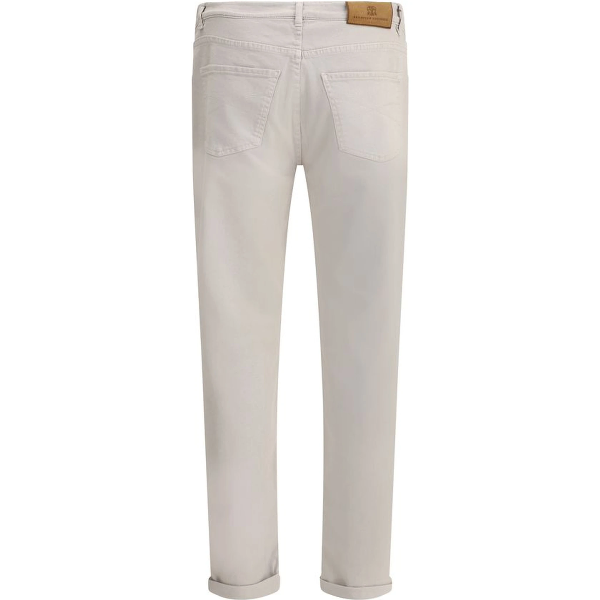 Beige Cotton Straight-Leg Jeans