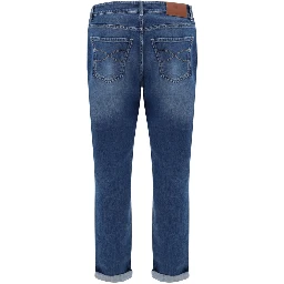 بنطلون جينز أزرق قطني بقصة مستقيمة