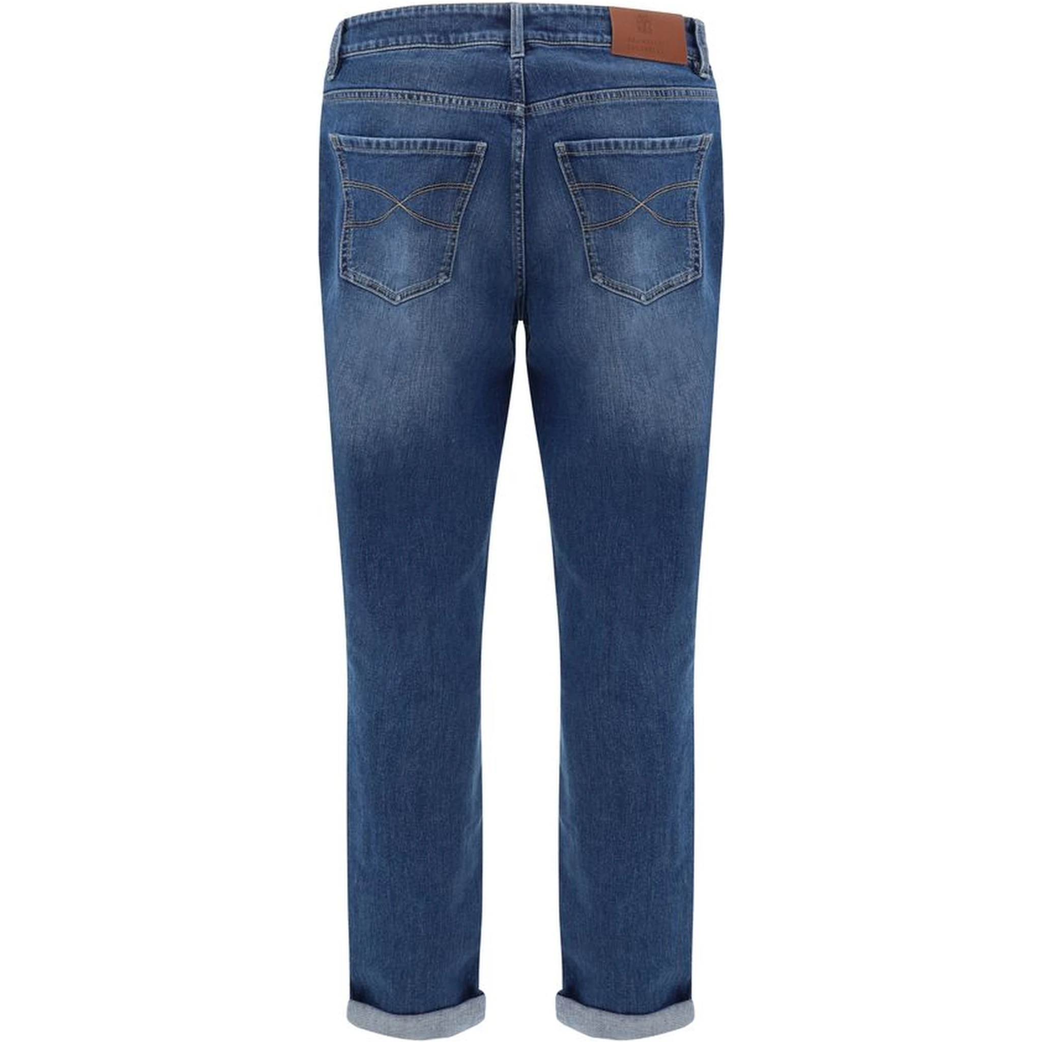 بنطلون جينز أزرق قطني بقصة مستقيمة