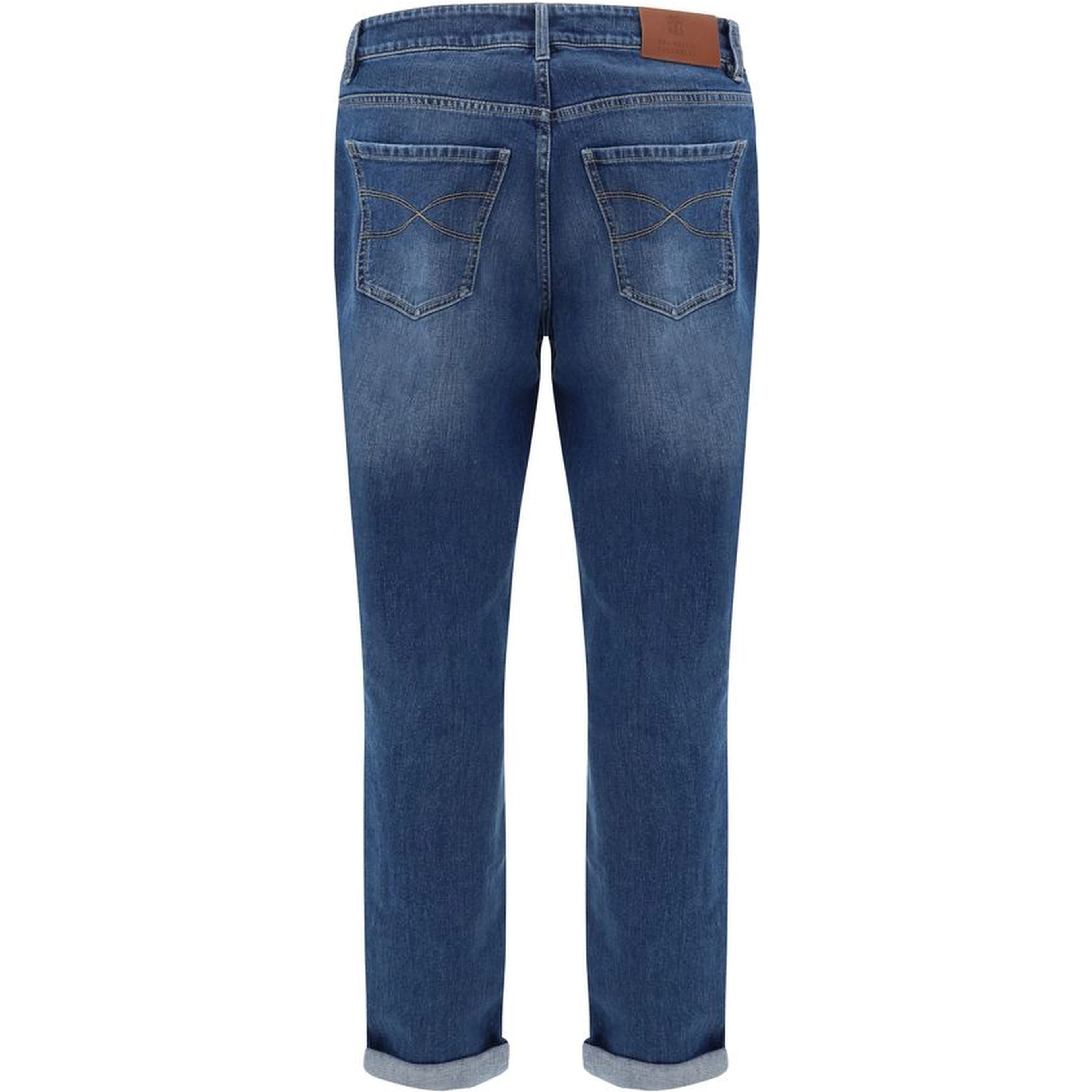 Blue Cotton Straight-Leg Jeans