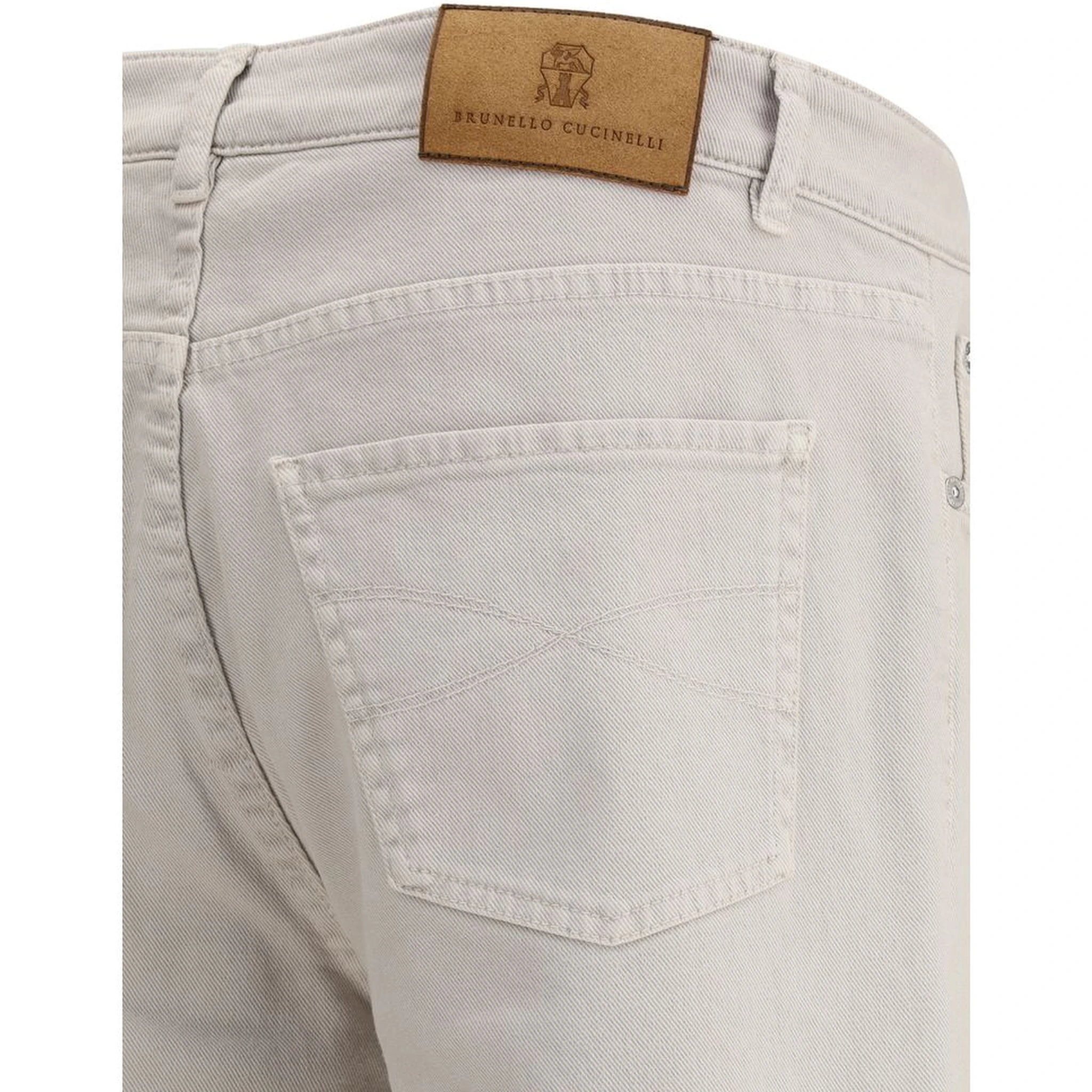 Beige Cotton Straight-Leg Jeans