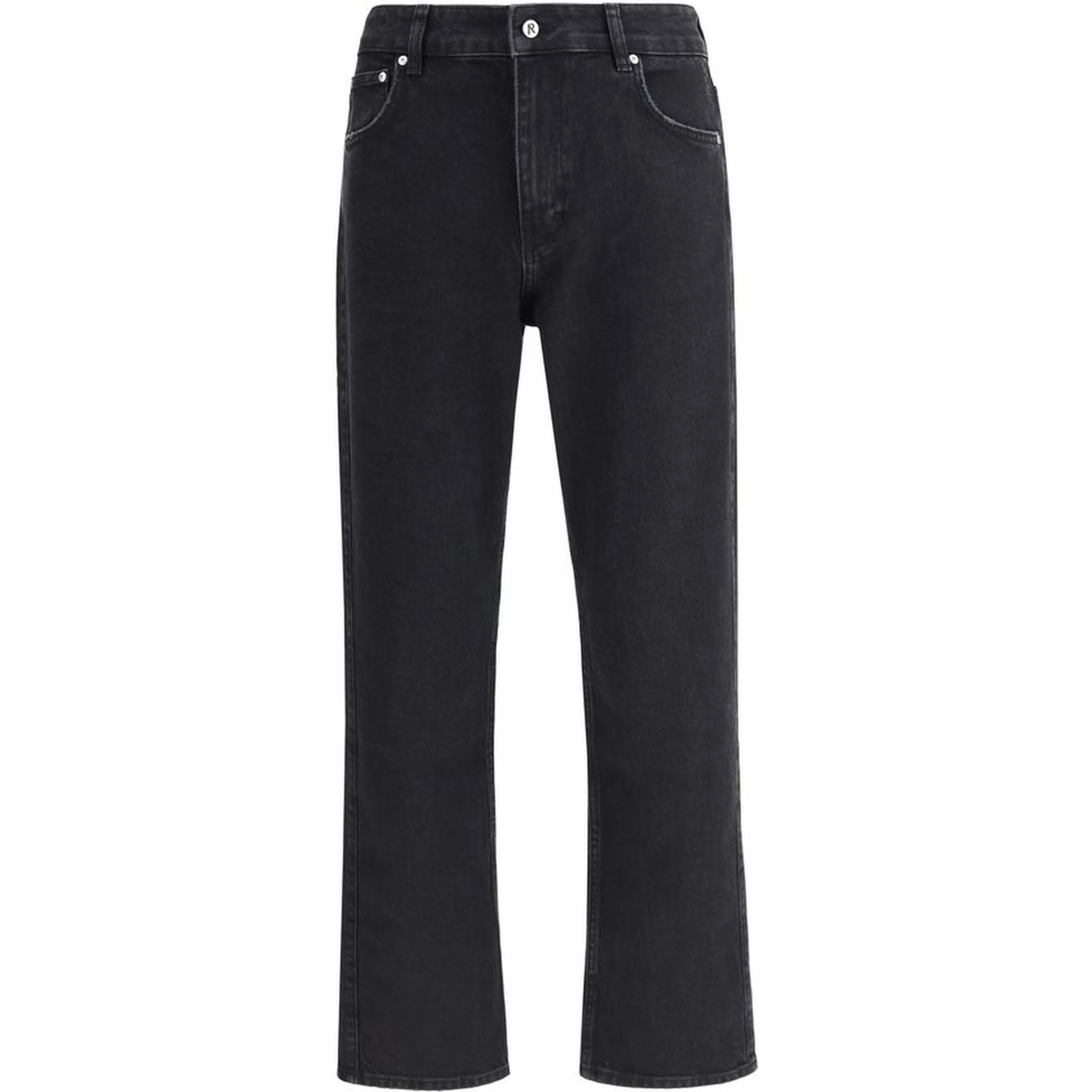Black Cotton Straight-Leg Jeans