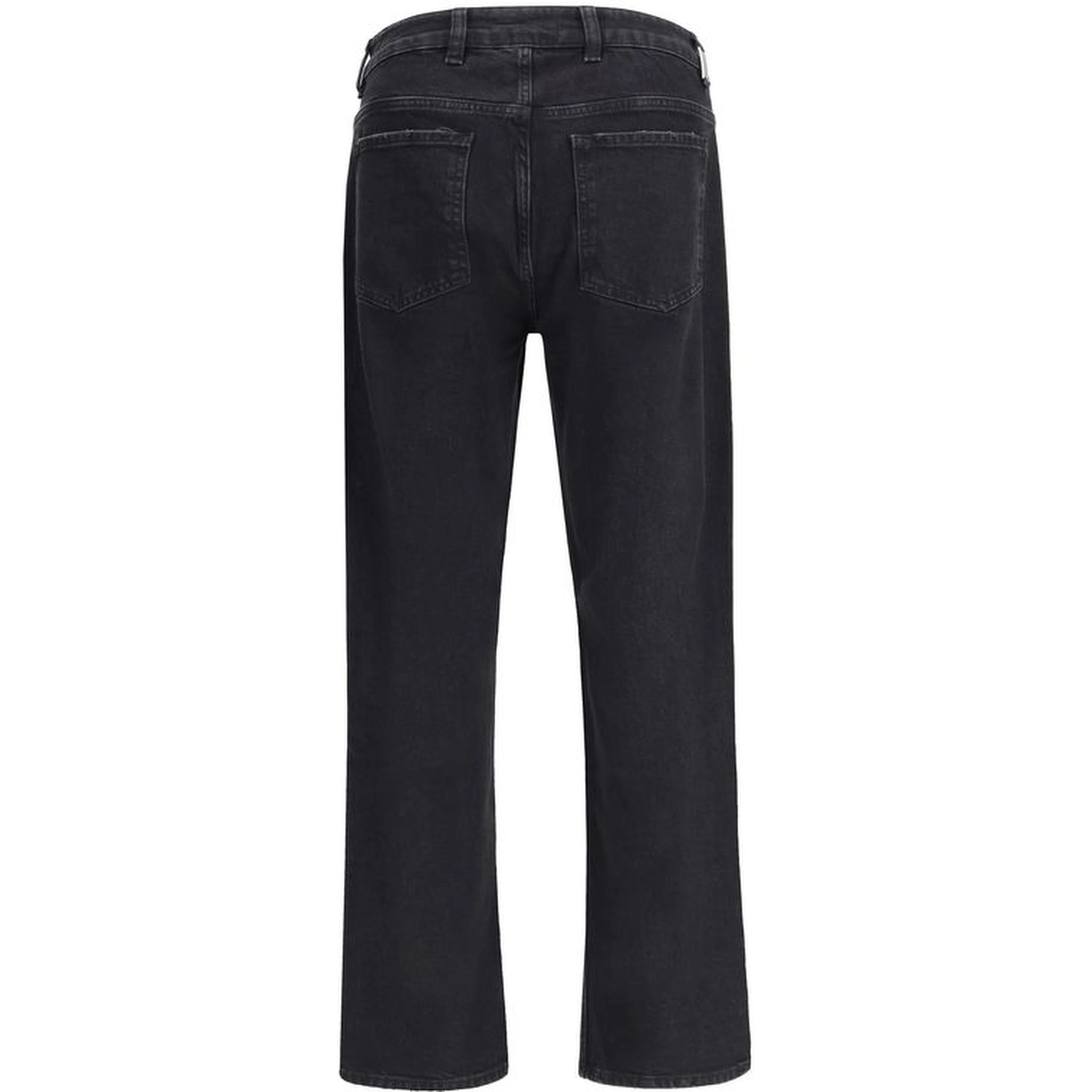 Black Cotton Straight-Leg Jeans