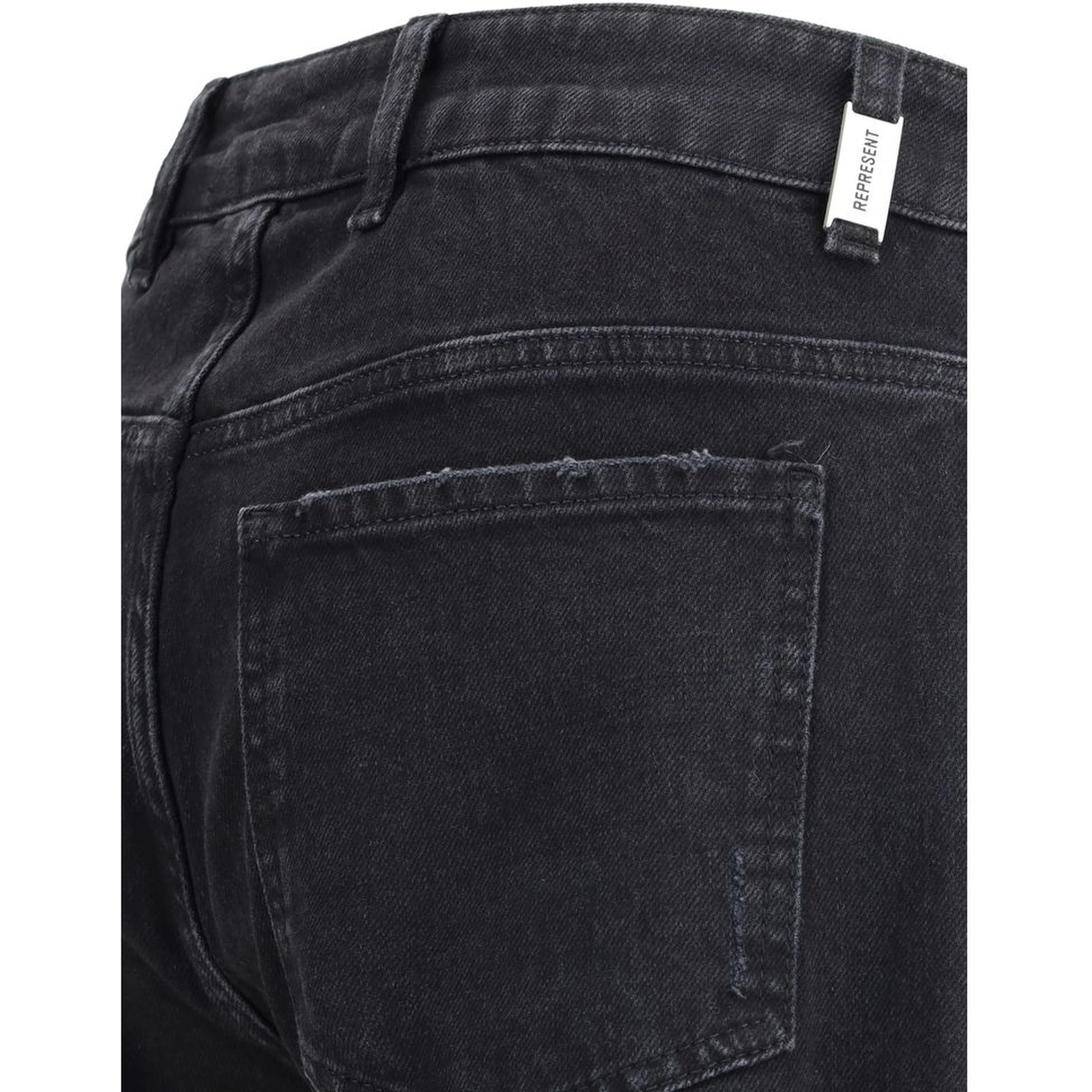 Black Cotton Straight-Leg Jeans