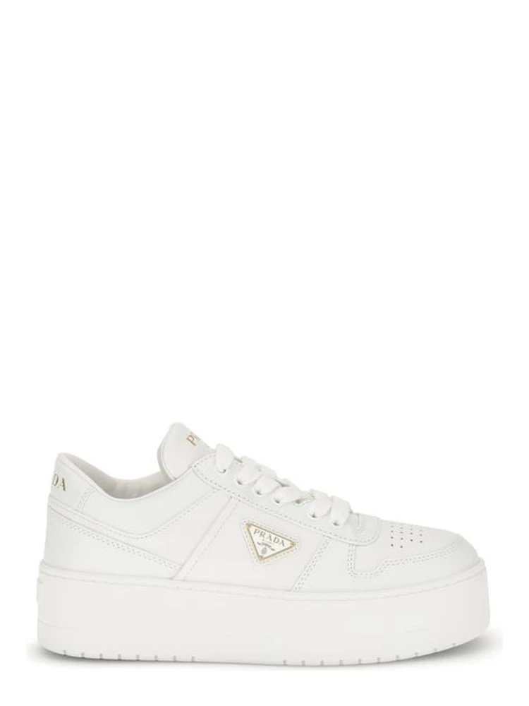 White Calf Leather Bos Taurus Platform Sneakers