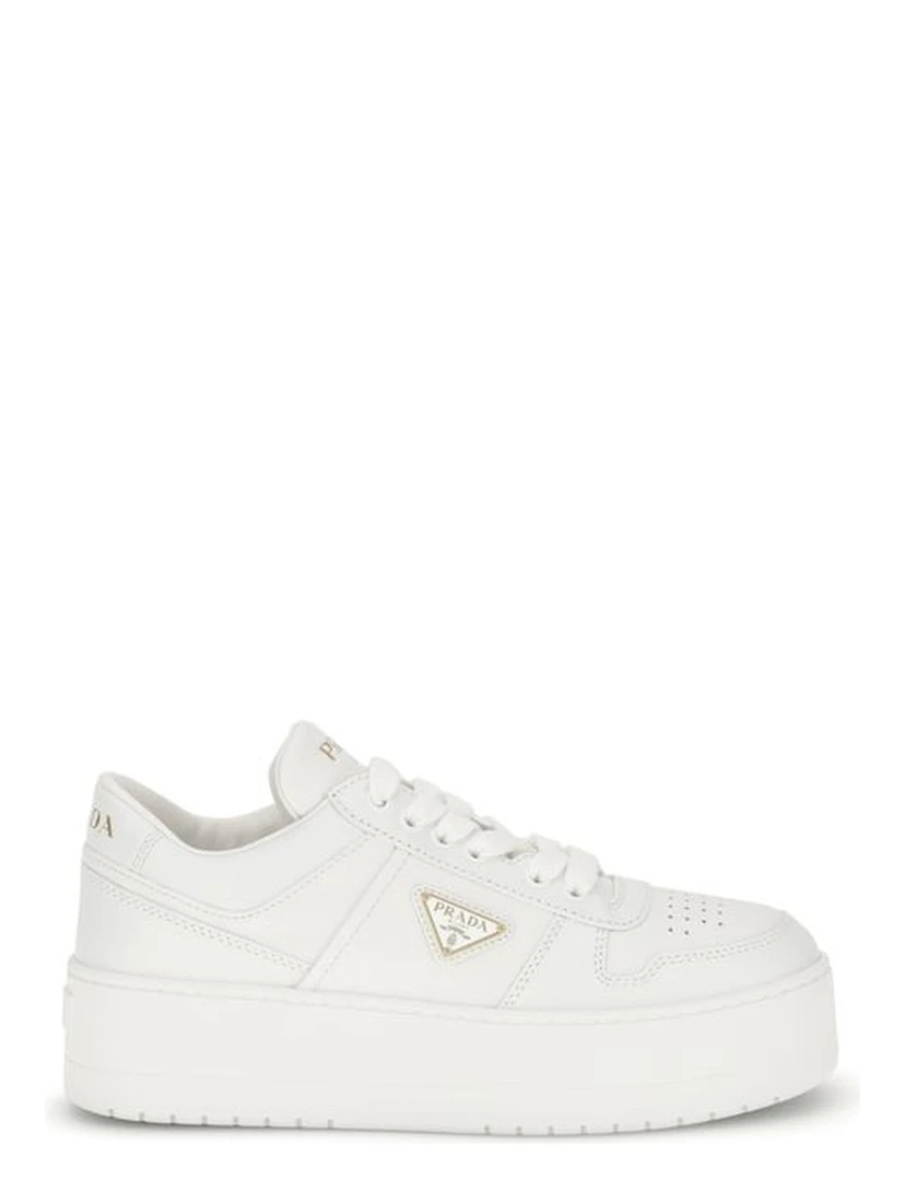 White Calf Leather Bos Taurus Platform Sneakers