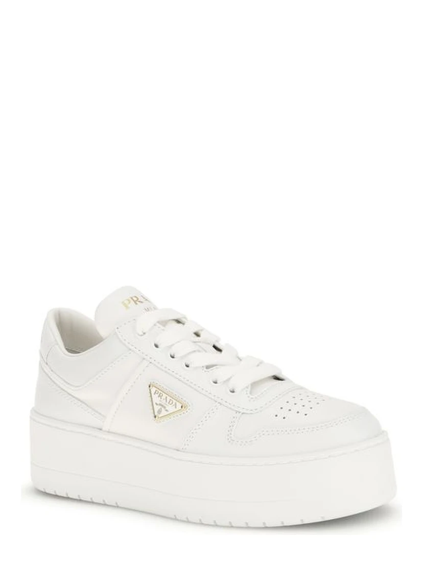 White Calf Leather Bos Taurus Platform Sneakers