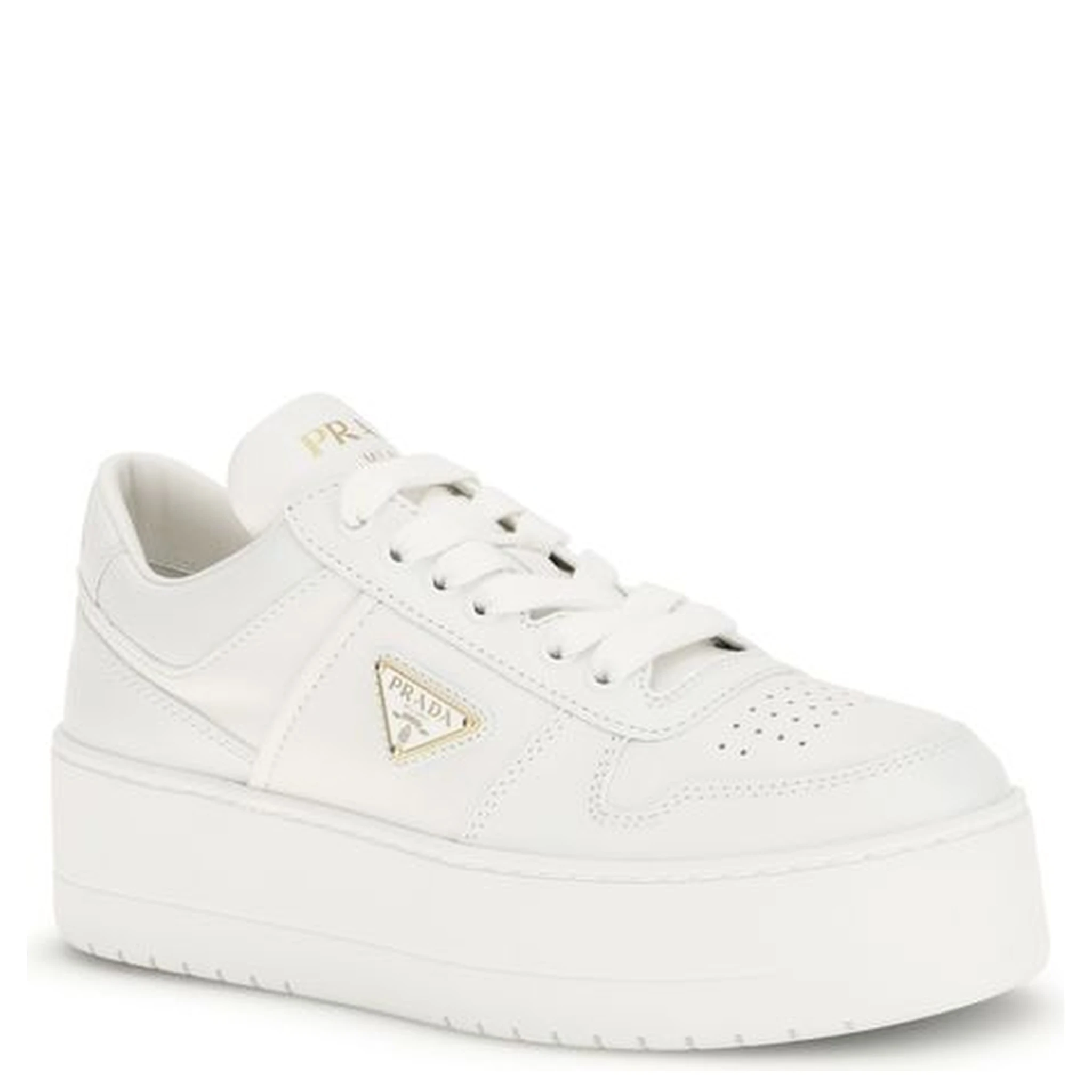 White Calf Leather Bos Taurus Platform Sneakers