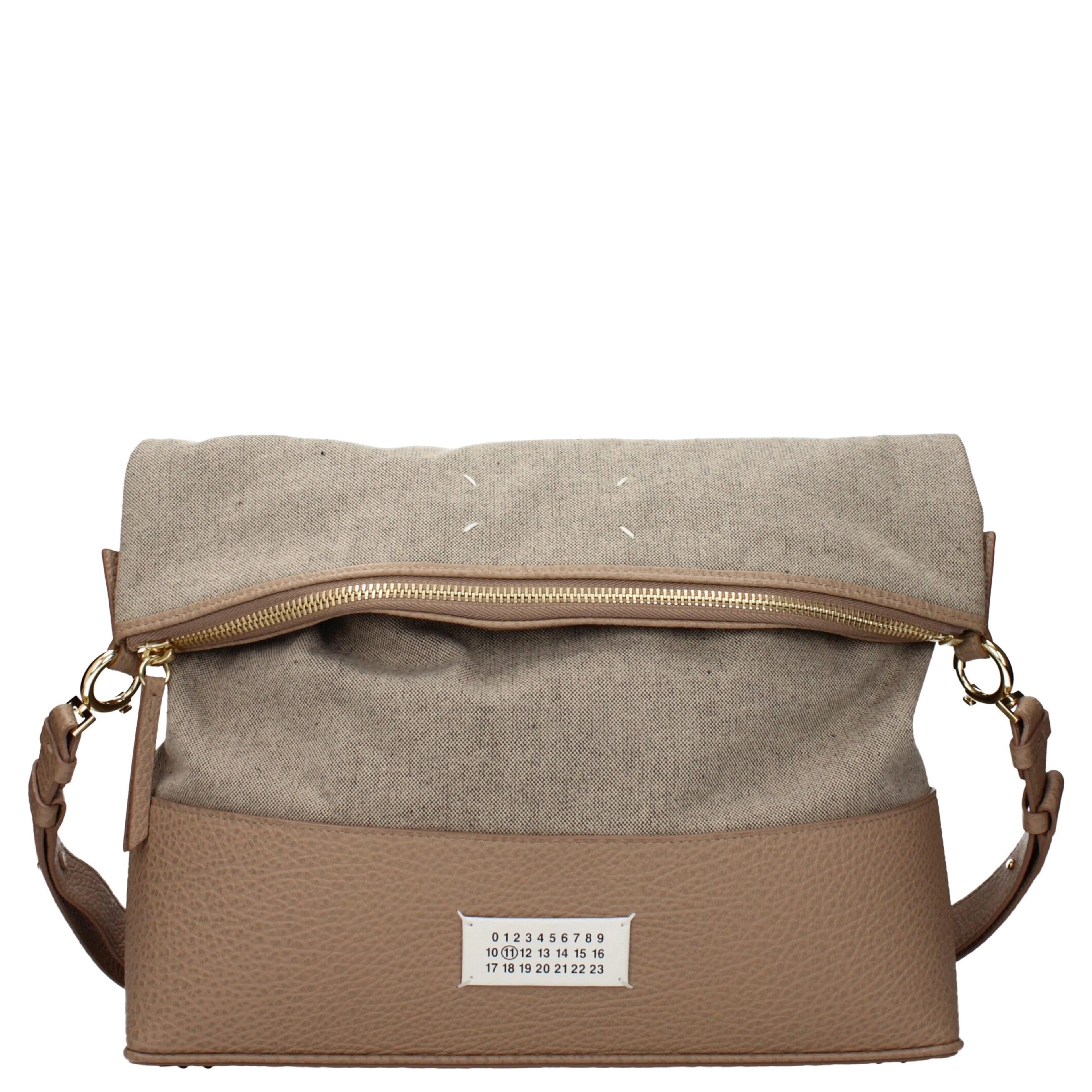 Beige Fabric Shoulder Bag