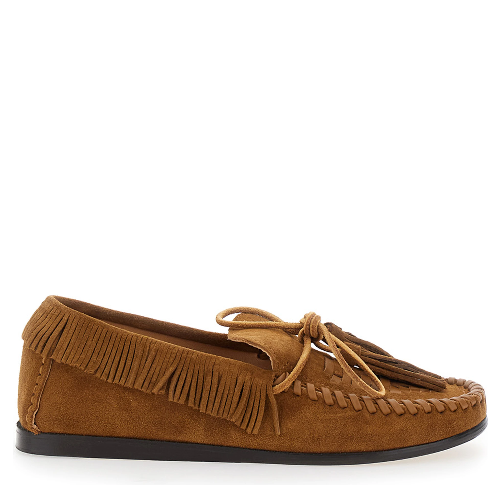 Fitza Brown Loafers with Fringed Details and Front Bow in Suede Woman