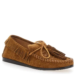 Fitza Brown Loafers with Fringed Details and Front Bow in Suede Woman
