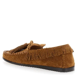 Fitza Brown Loafers with Fringed Details and Front Bow in Suede Woman