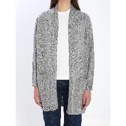 Open cardigan in virgin wool and cashmere