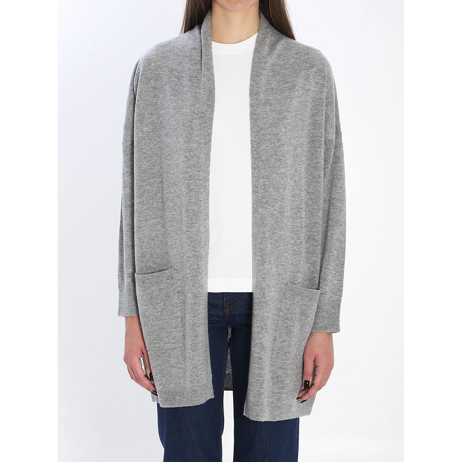 Open cardigan in virgin wool and cashmere