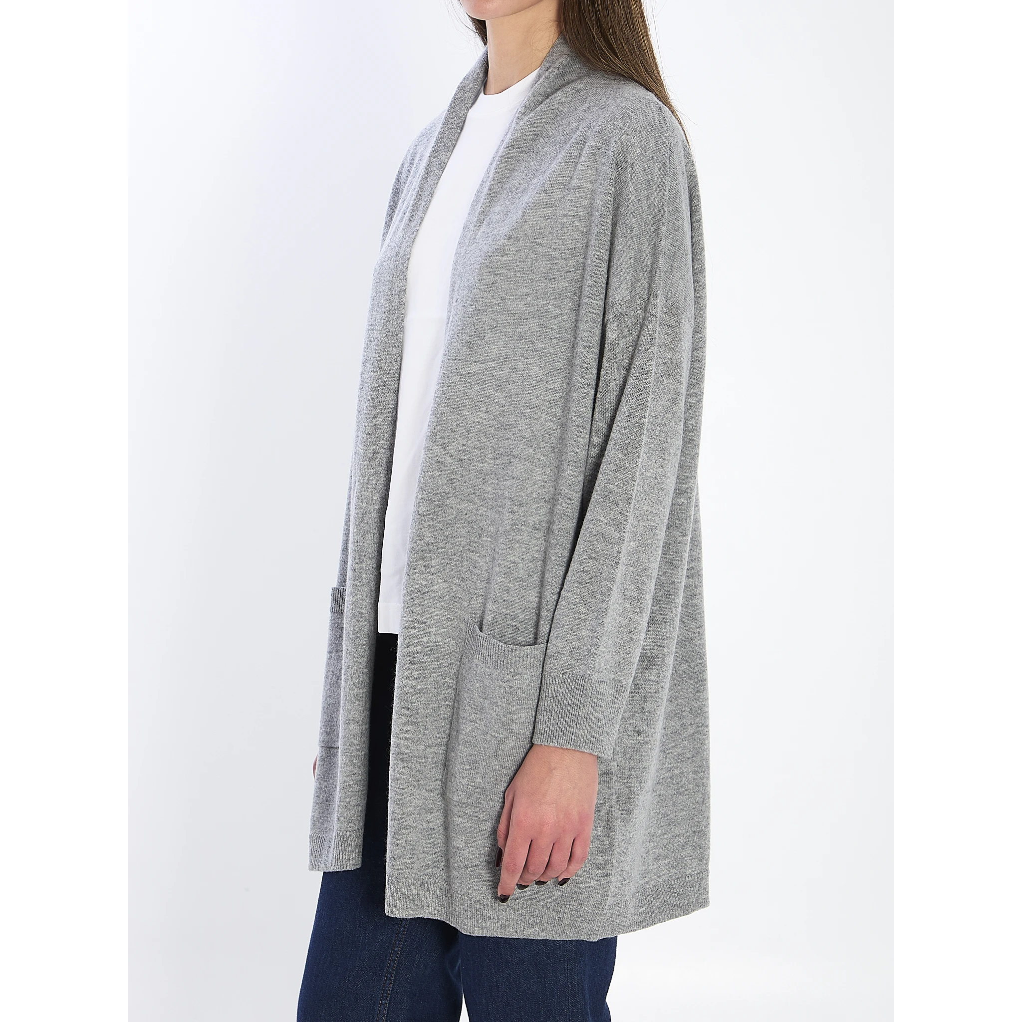 Open cardigan in virgin wool and cashmere