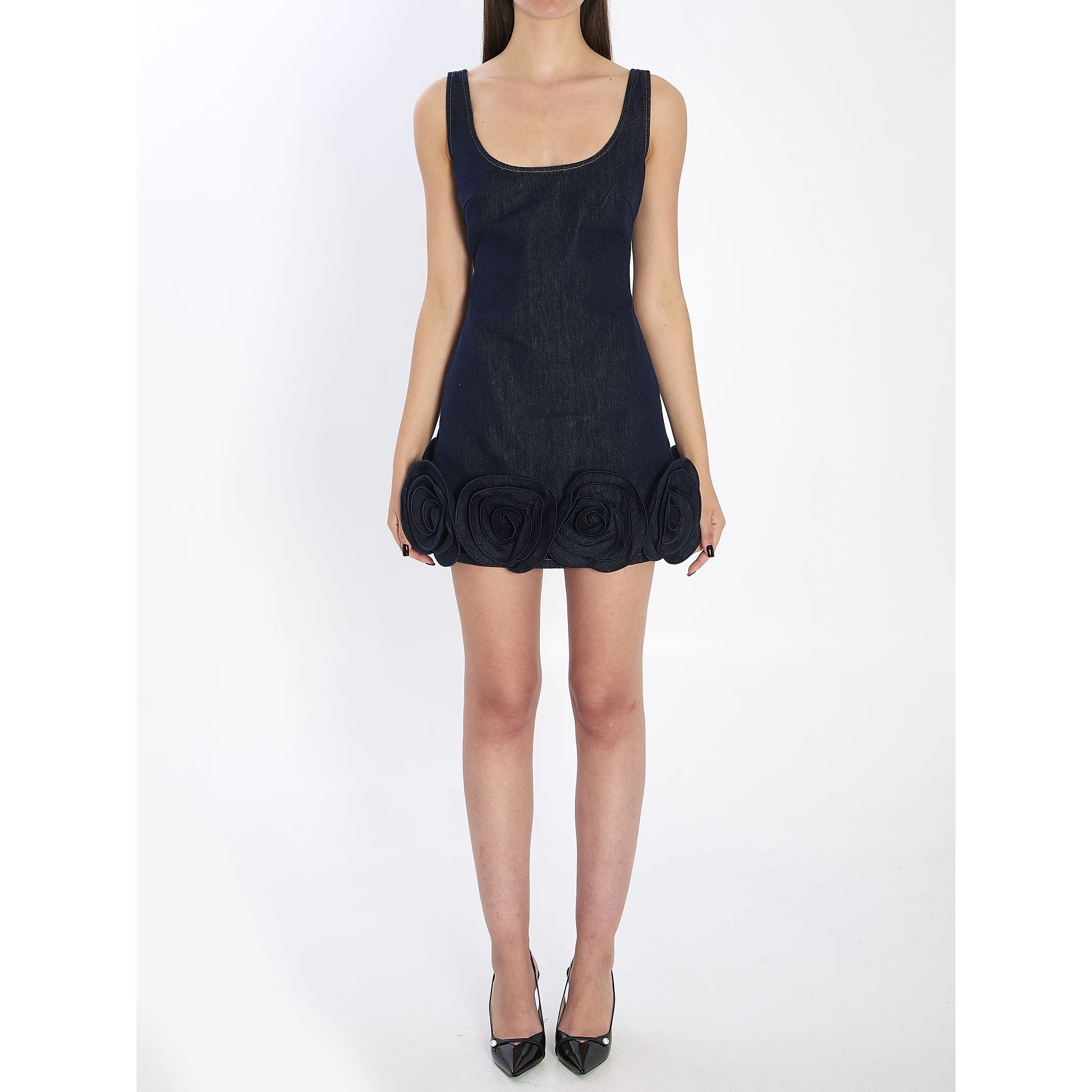 Denim 3D Flower mni dress