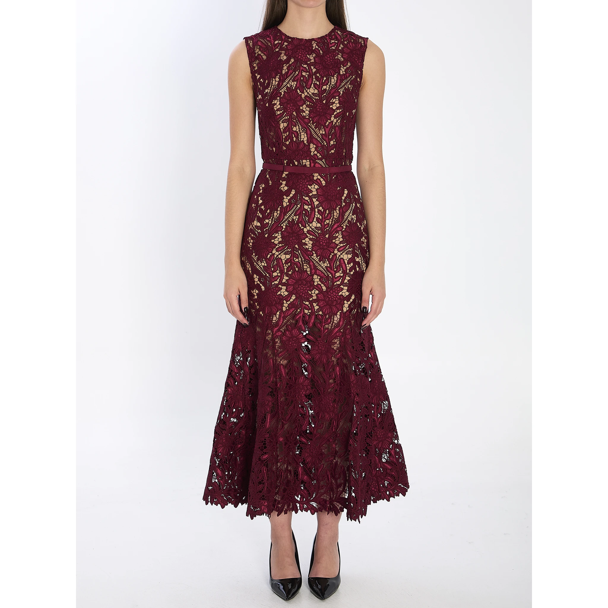 فستان ميدي من الدانتيل الجيبور