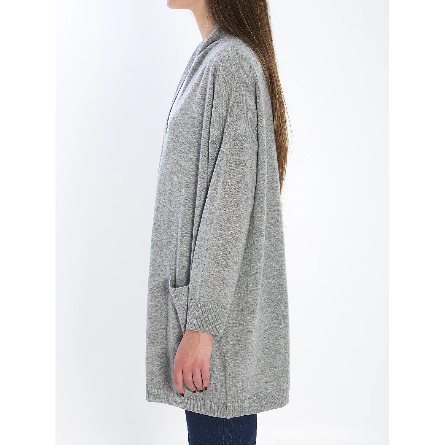Open cardigan in virgin wool and cashmere
