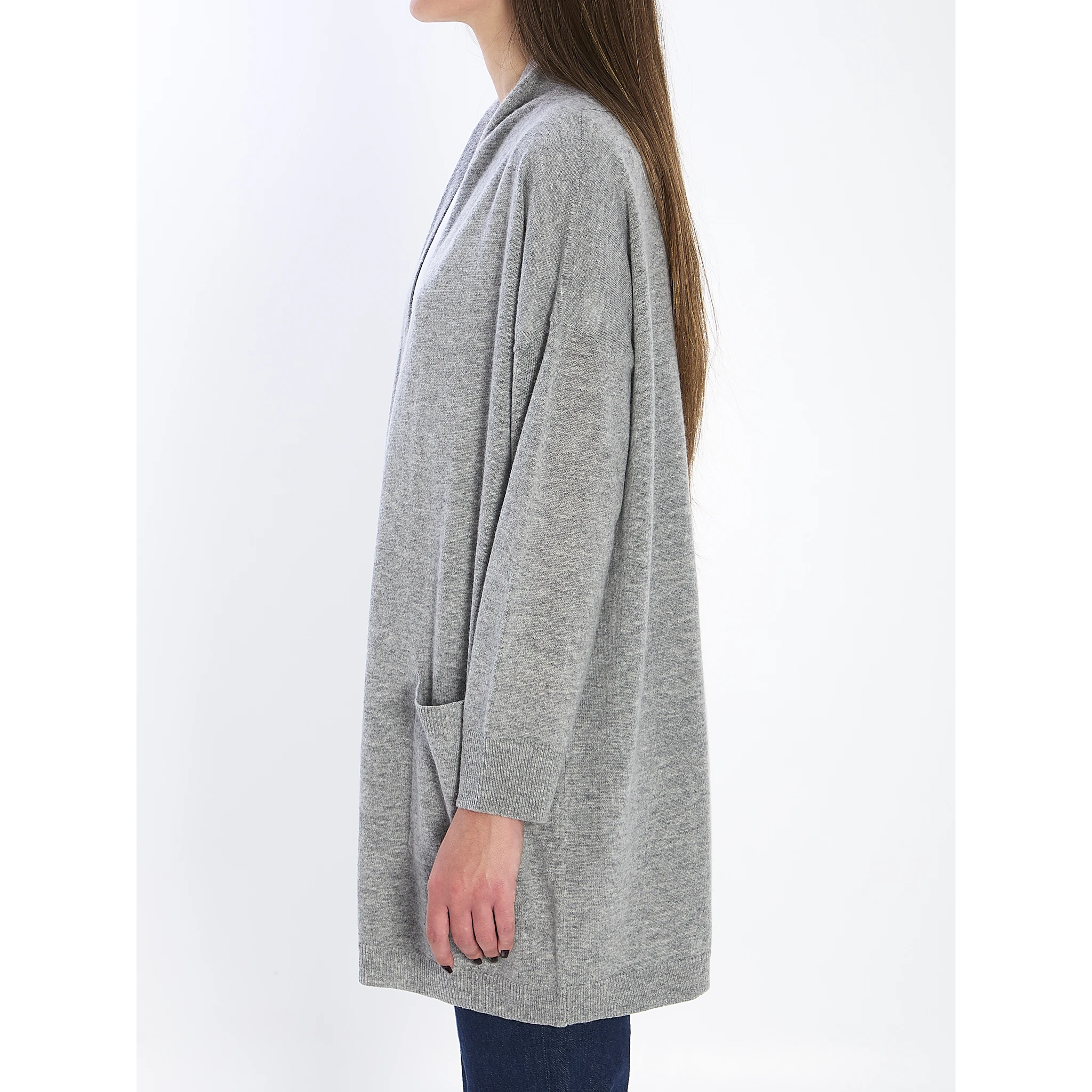 Open cardigan in virgin wool and cashmere