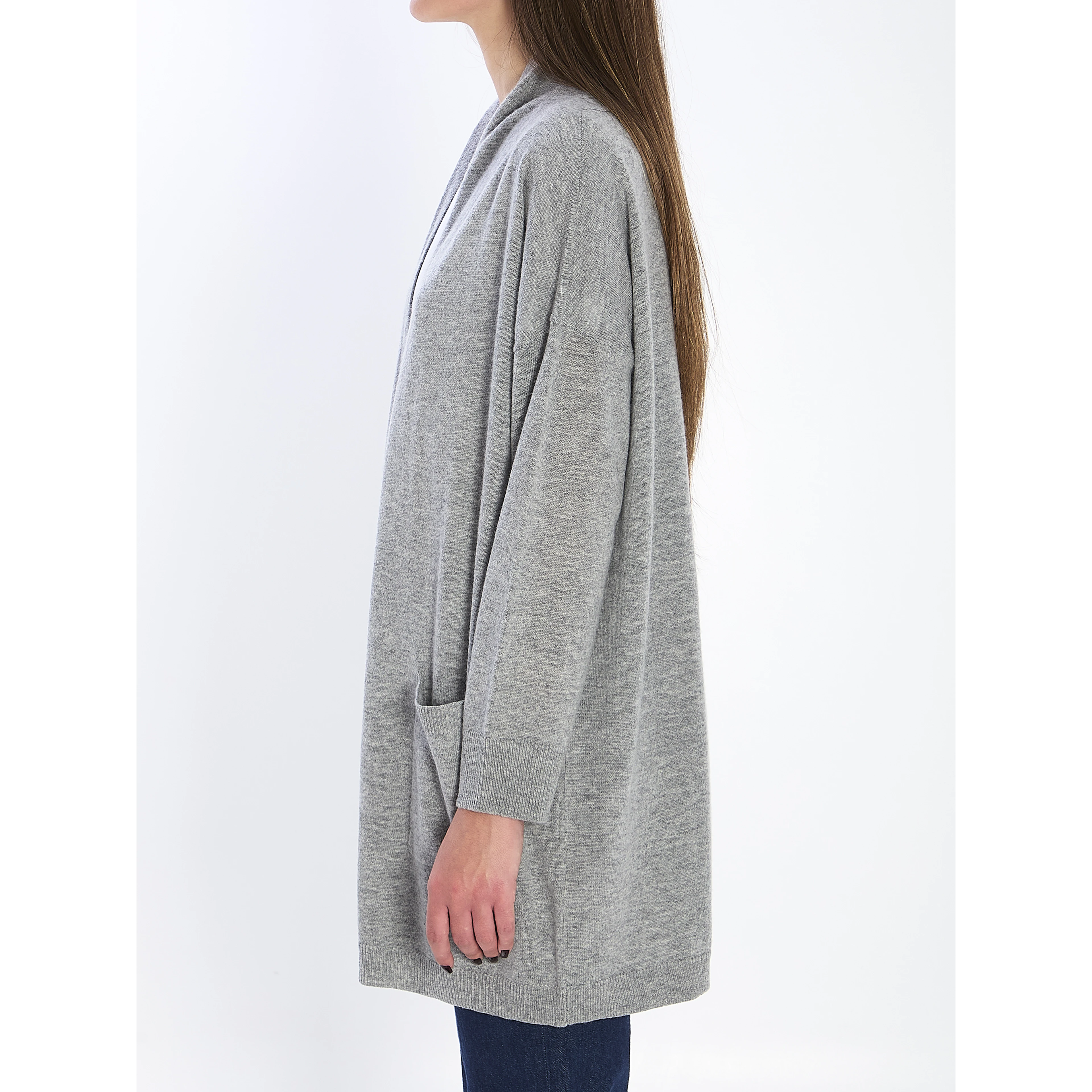 Open cardigan in virgin wool and cashmere