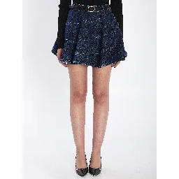 Flared denim mini skirt