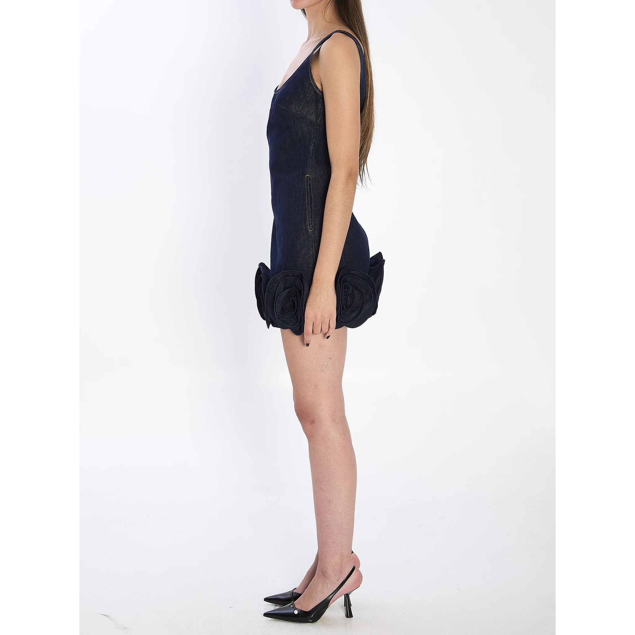 Denim 3D Flower mni dress