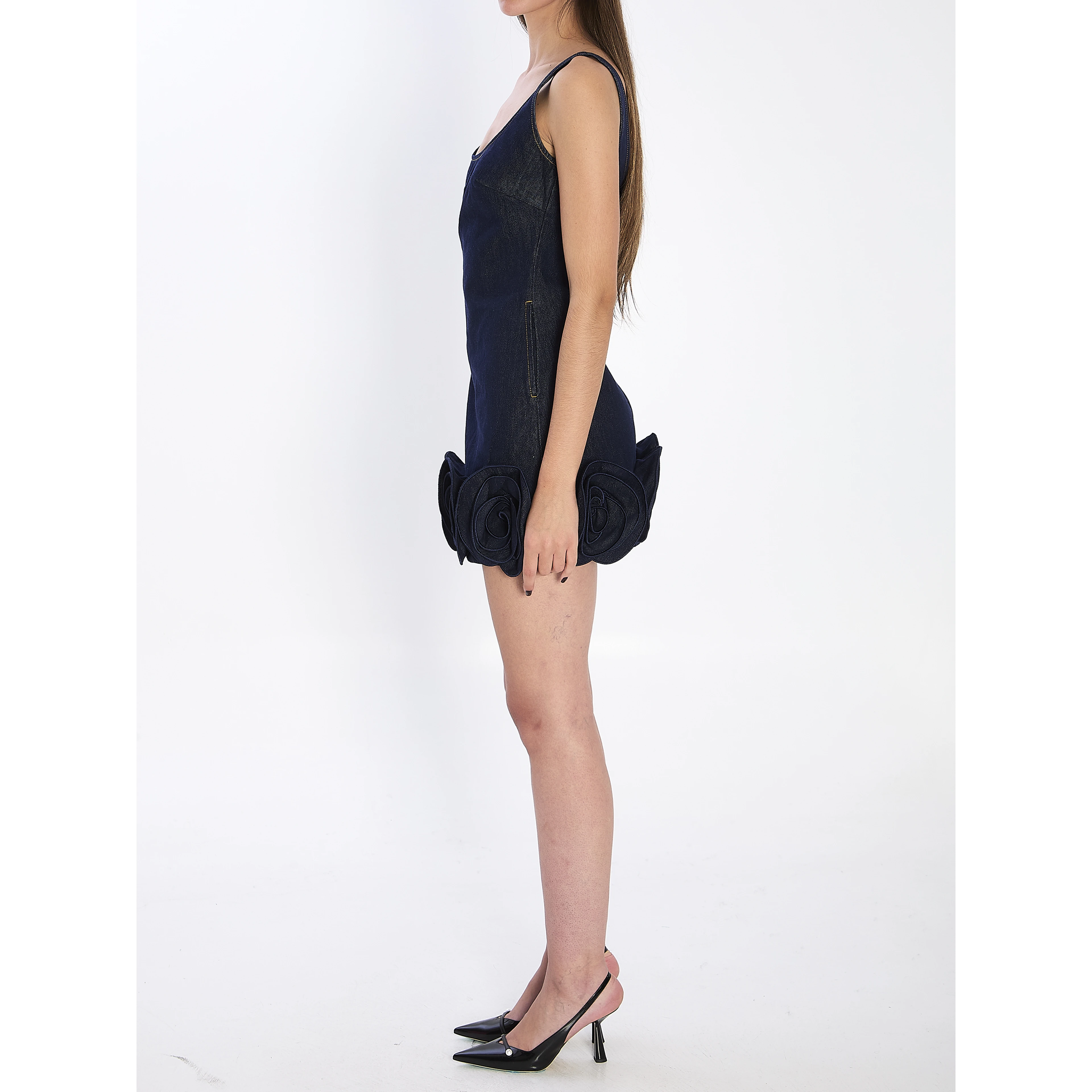 Denim 3D Flower mni dress
