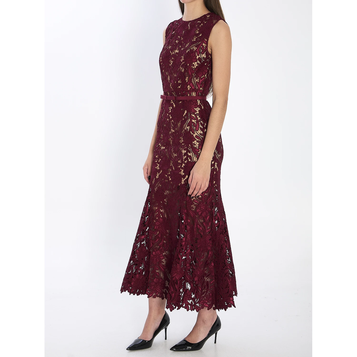 Guipure lace midi dress