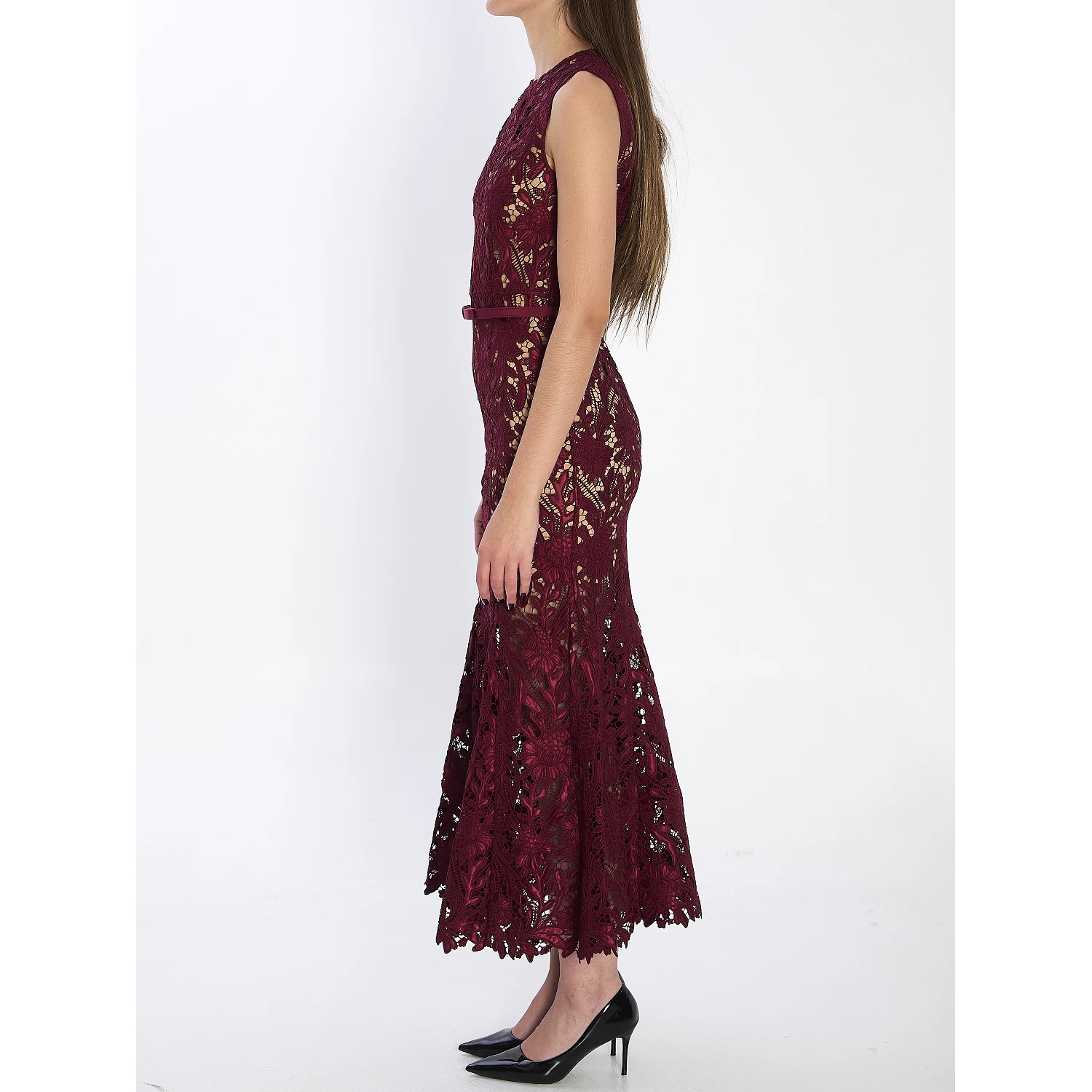 Guipure lace midi dress