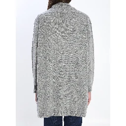 Open cardigan in virgin wool and cashmere