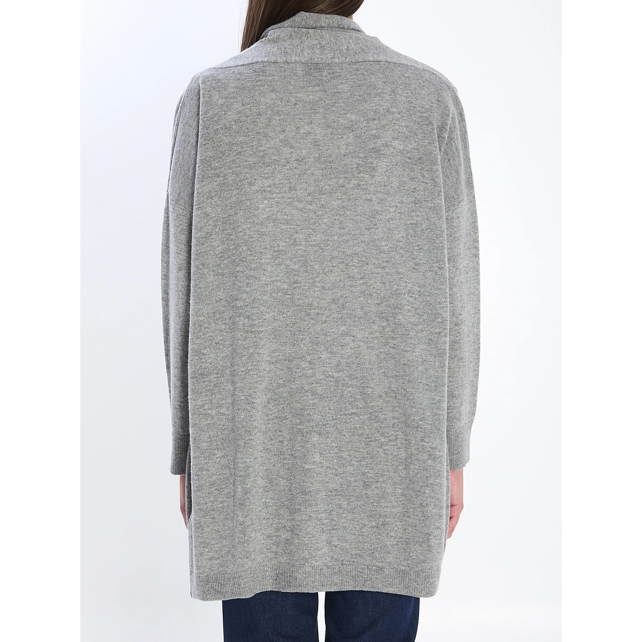 Open cardigan in virgin wool and cashmere