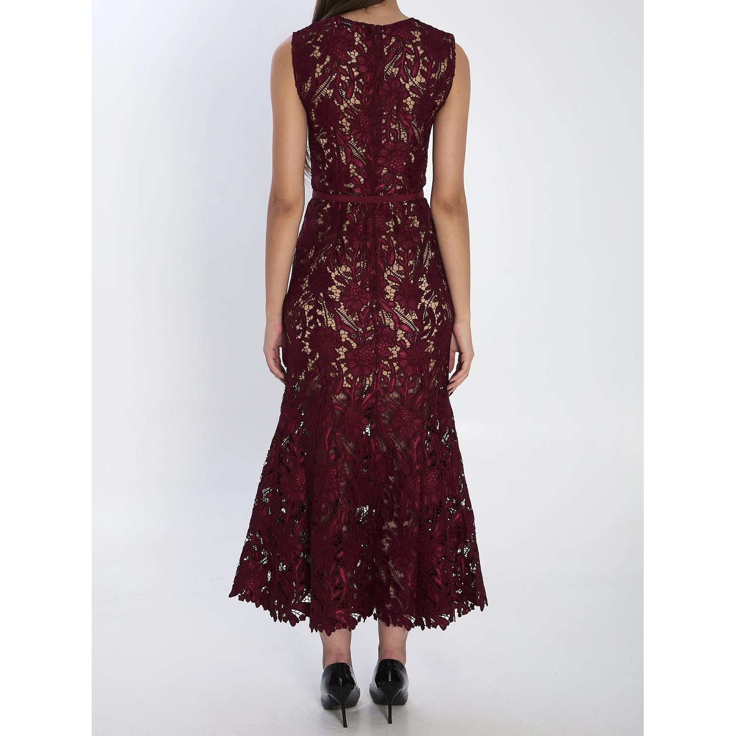 Guipure lace midi dress