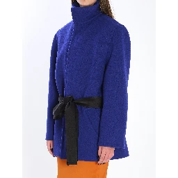 Boxy belted coat in wool