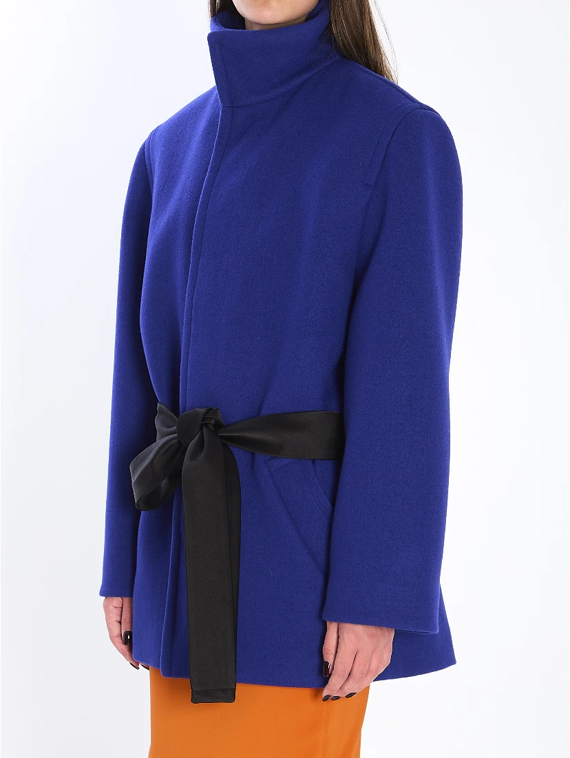 Boxy belted coat in wool
