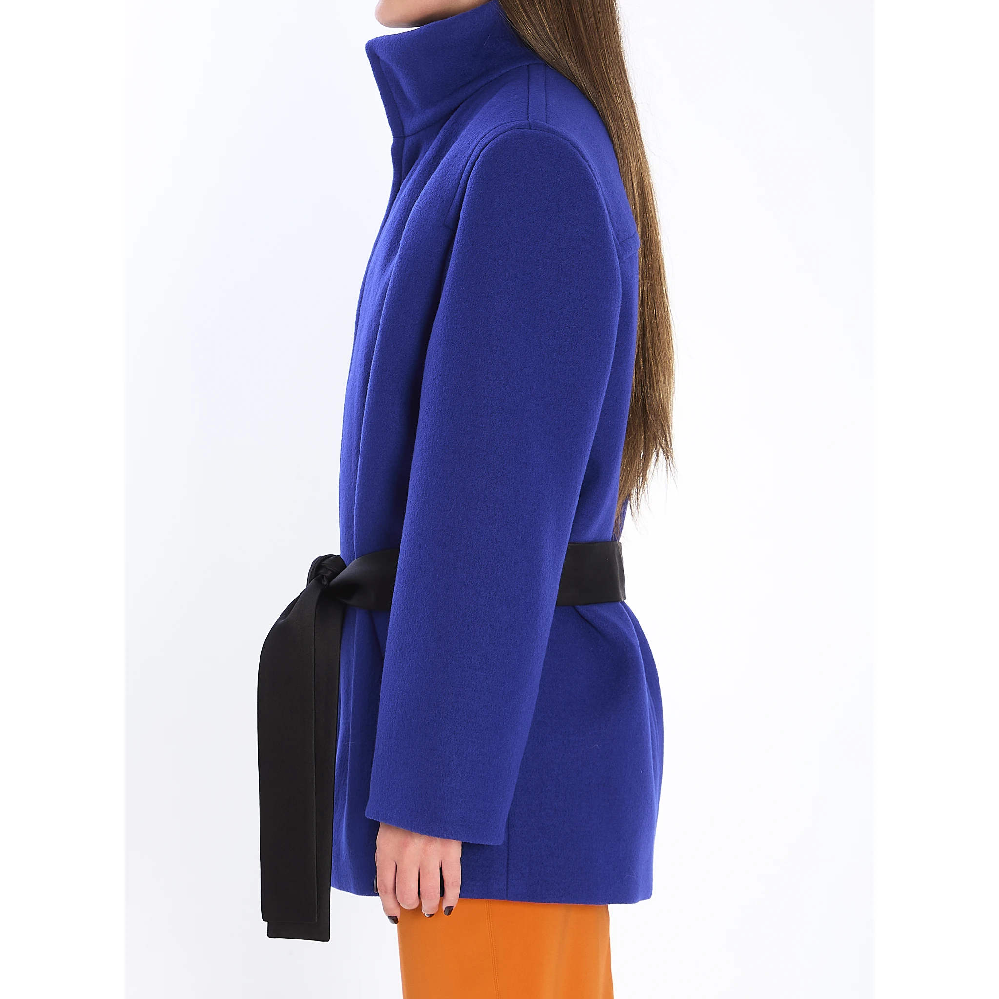 Boxy belted coat in wool