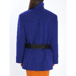 Boxy belted coat in wool