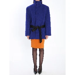 Boxy belted coat in wool