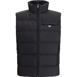 Black Recycled Polyamide Sleveless Jacket
